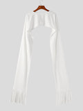 Mens Solid Crew Neck Fringe Hem Cloak SKUJ94177