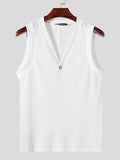 Mens Solid Mesh See Through V-Neck Vest  SKUK62930