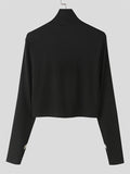 Mens Mesh Patchwork High Neck Knit Crop Top SKUK41853