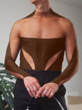 Mens Mesh Patchwork See Through Bodysuit SKUK48096