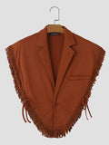 Mens Solid Fringe Notched Lapel Casual Waistcoat SKUK57407