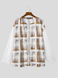 Mens Windowpane Pattern Patchwork Open Front Shirt SKUK13166