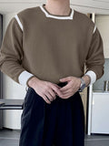 Mens Contrast Patchwork Knit Long Sleeve T-Shirt SKUJ99730