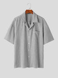 Mens Minimalist Bubble Stripe Cuban Collar Shirt SKUK67020