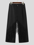 Mens Fringe Patchwork Solid Color Straight Leg Pant SKUK59918