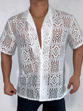 Mens Windowpane Pattern See Through Casual Shirt SKUK64836