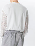 Mens Lace Windowpane Pattern Stand Collar Shirt SKUK44690