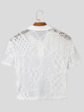 Mens Lace See Through Short Sleeve Crop Tops SKUK58191