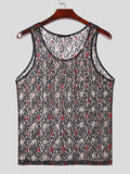Mens Lace See Through U-Neck Sleeveless Vest SKUK56348