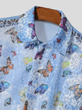 Mens Butterfly Print See Through Casual Shirt SKUK56390