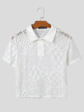 Mens Lace See Through Short Sleeve Crop Tops SKUK58191