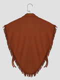 Mens Solid Fringe Notched Lapel Casual Waistcoat SKUK57407