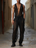 Mens Striped See Through Sleeveless Jumpsuit SKUK51122