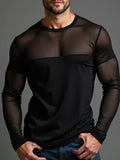 Mens Mesh Patchwork Design Long-Sleeve T-Shirt SKUK85958