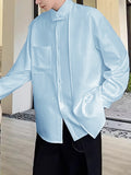 Mens Solid Chest Pocket Long Sleeve Shirt SKUK49423