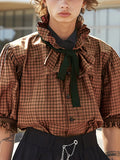 Mens French Romantic Plaid Half Sleeve Shirt SKUK65082