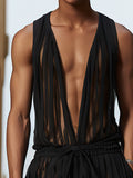 Mens Striped See Through Sleeveless Jumpsuit SKUK51122