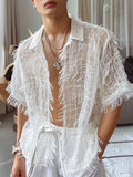 Mens Fringe See Through Short Sleeve Shirt SKUK60779