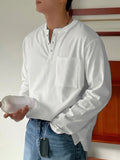 Mens Solid Stand Collar Casual Henley Shirt SKUK37245
