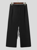 Mens Fringe Patchwork Solid Color Straight Leg Pant SKUK59918