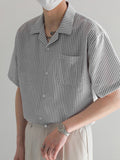 Mens Minimalist Bubble Stripe Cuban Collar Shirt SKUK67020