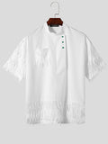 Mens Fringe Patchwork Stand Collar Casual Shirt SKUK61118