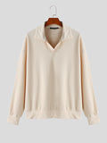 Mens Solid Johnny Collar Knit Pullover Sweater SKUK32788