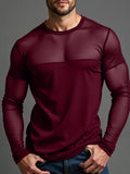 Mens Mesh Patchwork Design Long-Sleeve T-Shirt SKUK85958