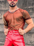 Mens See-through Two-tone Short Sleeved T-Shirts SKUI08937