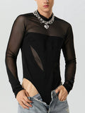 Mens Mesh Patchwork See Through Bodysuit SKUK27797